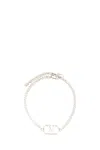 Valentino Metal Chain Link Bracelet With Adjustable Length In Metallic
