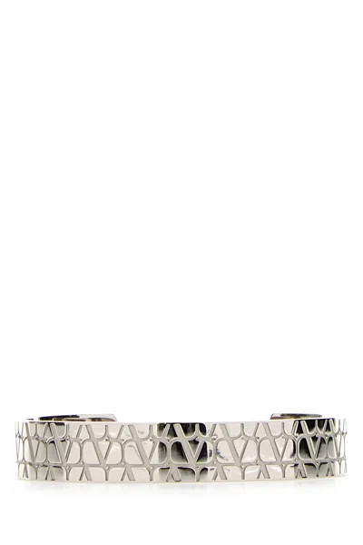 VALENTINO GARAVANI SILVER METAL VLOGO BRACELET