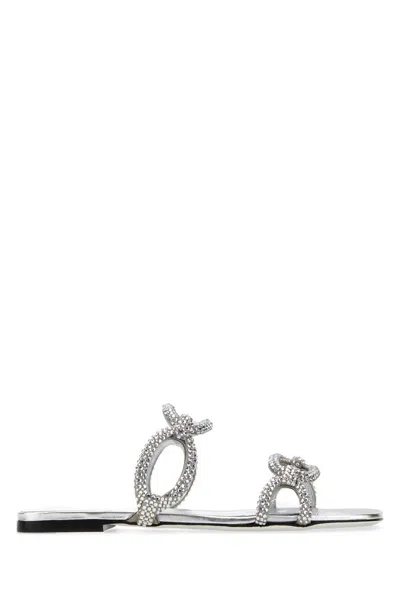 VALENTINO GARAVANI SILVER RHINESTONES VALENTINO GARAVANI CHAIN 1967 SLIPPERS