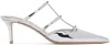 Valentino Silver Rockstud Wispy Calfskin 60mm Mules In S13 Silver