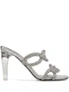 Valentino Crystal Chain Transparent-heel Mule Sandals In Silver