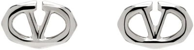 Valentino Garavani Silver Vlogo Boldies Earrings In Palladium