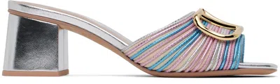 VALENTINO GARAVANI SILVER VLOGO SIGNATURE HEELED SANDALS