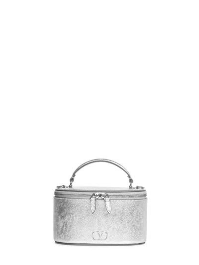 Valentino Garavani Silver Vlogo Signature Mini Vanity Bag