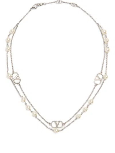 VALENTINO GARAVANI SILVER VLOGO SIGNATURE NECKLACE