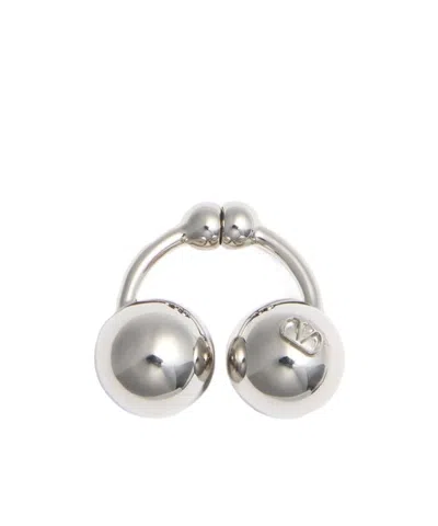 Valentino Garavani Single Ball Earrings In White