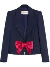 Valentino Tailored Bow-detail Jacket Crafted From Lightweight Viscose In Blau