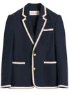 Valentino Blue Jersey Blazer With Torchon Piping In Blau