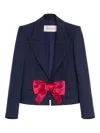 Valentino Tailored Bow-detail Jacket Crafted From Lightweight Viscose In Blue
