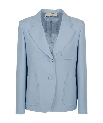 Valentino Garavani Structured Light Blue Crepe Couture Blazer