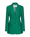 Valentino Single-breasted Wool-silk Blazer In Green