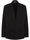 Valentino Wool And Silk Single-breasted Jacket With Rubberised V Detail In Schwarz