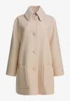 Valentino Virgin Wool Long Coat Jackets And Coats Beige In Neutral