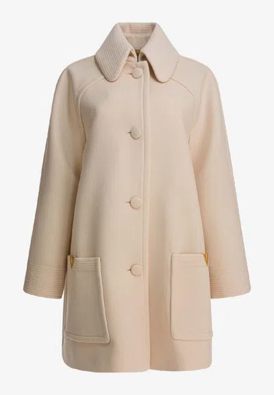 Valentino Virgin Wool Long Coat Jackets And Coats Beige In Neutral