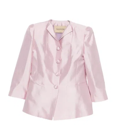 Valentino Single Breasted Casual Jacket In Pink
