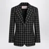 Valentino Single-breasted Chequered Blazer In Black