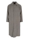 Valentino Coat With Vichy Pattern In Cotton And Wool In Neutral