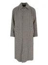 Valentino Coat With Vichy Pattern In Cotton And Wool In Sand