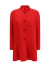 Valentino Single-breasted Compact Drap Coat In Red