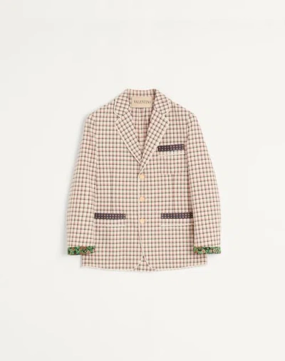 Valentino Veste Droite En Coton Avec Motif À Carreaux Et Imprimé Sur Les Bordures Homme Jaune/noir/r