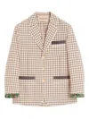 Valentino Single-breasted Cotton Jacket With Check Pattern And Printed Edges
