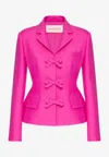 Valentino Garavani Bow Detail Crepe Couture Blazer In Pink