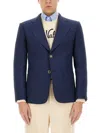 Valentino Slim Fit Wool Gabardine Jacket In Blue