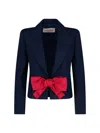 Valentino Tailored Bow-detail Jacket Crafted From Lightweight Viscose In Blue