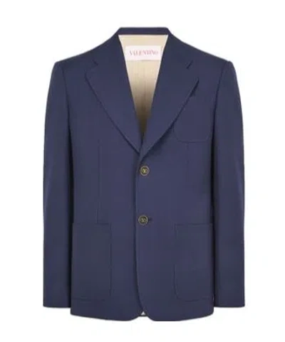 Valentino Single-breasted Jacket In Blue