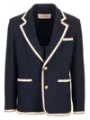 Valentino Single-breasted Jersey Cotton Jacket With Torchon Piping