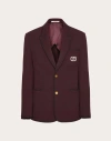 Valentino Single-breasted Jacket In Lana Stretch With Vlogo Signature Patch In Maroon