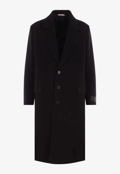Valentino Black Single-breasted Coat In 0no Nero