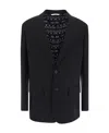 Valentino Single Breasted Long-sleeved Blazer In Black