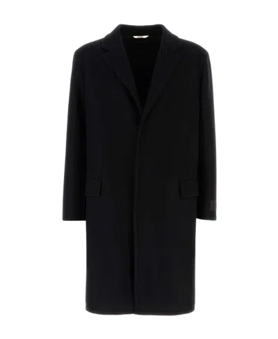 Valentino Single-breasted Long-sleeved Coat In Black