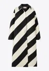 Valentino Single-breasted Oversized Striped Coat In Monochrome