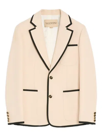 Valentino Single-breasted Long-sleeved Blazer In Neutral