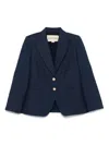 Valentino Single Breast Wool Silk Blazer In Blue