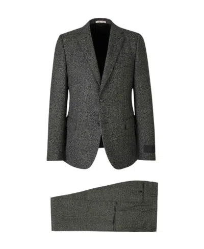 Valentino Single-breasted Tweed Suit In Black