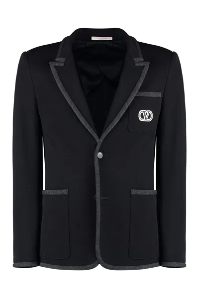 Valentino Single-breasted Two-button Jacket In Black