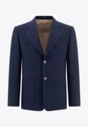 Valentino Slim Fit Wool Gabardine Jacket In Blue