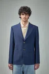 Valentino Single Breasted Wool Blazer In Blue