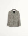 Valentino Virgin Wool Houndstooth Blazer In Gray