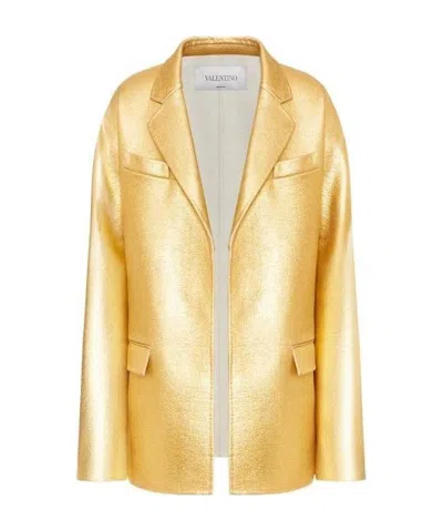Valentino Single-breasted Blazer In Gold