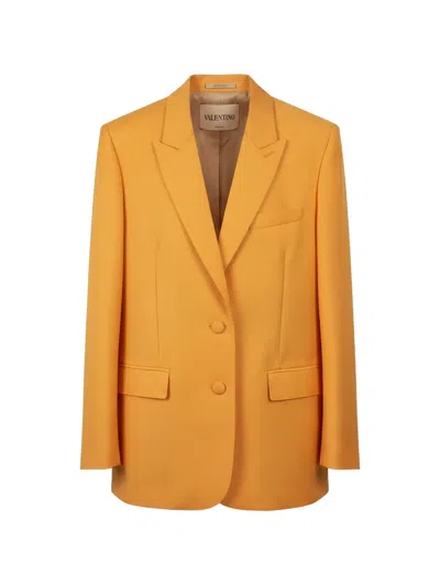 Valentino Single-breasted Blazer In Orange