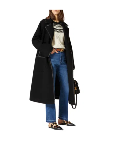 Valentino Single-breasted Coat In Black