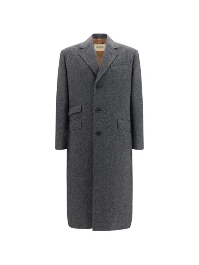 Valentino Single-breasted Coat In Gray
