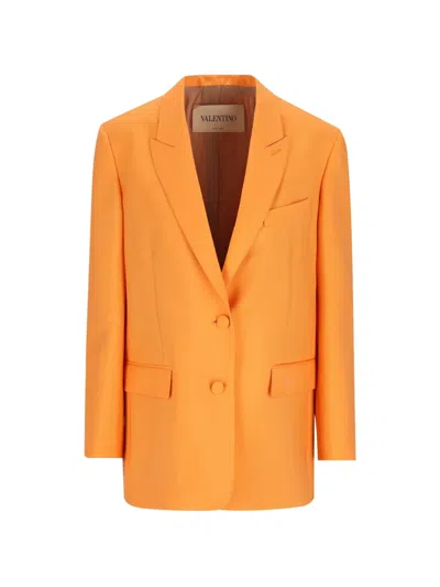 Valentino Single-breasted Patch-pocket Blazer In Brown