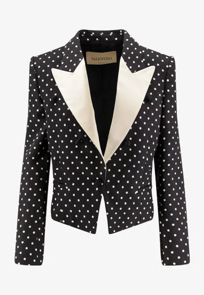 Valentino Single-breasted Polka Dots Blazer In Black