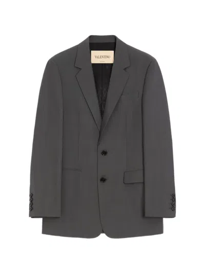 Valentino Single-breasted Wool Jacket In Gray