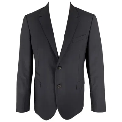 Pre-owned Valentino Size 42 Navy Wool Mohair Notch Lapel Sport Coat In Blue